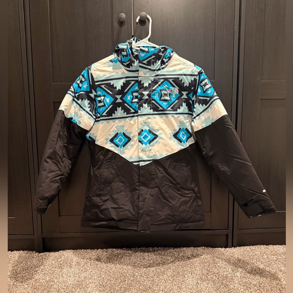 The North Face Black and Light Blue Girls' ski winter Jacket